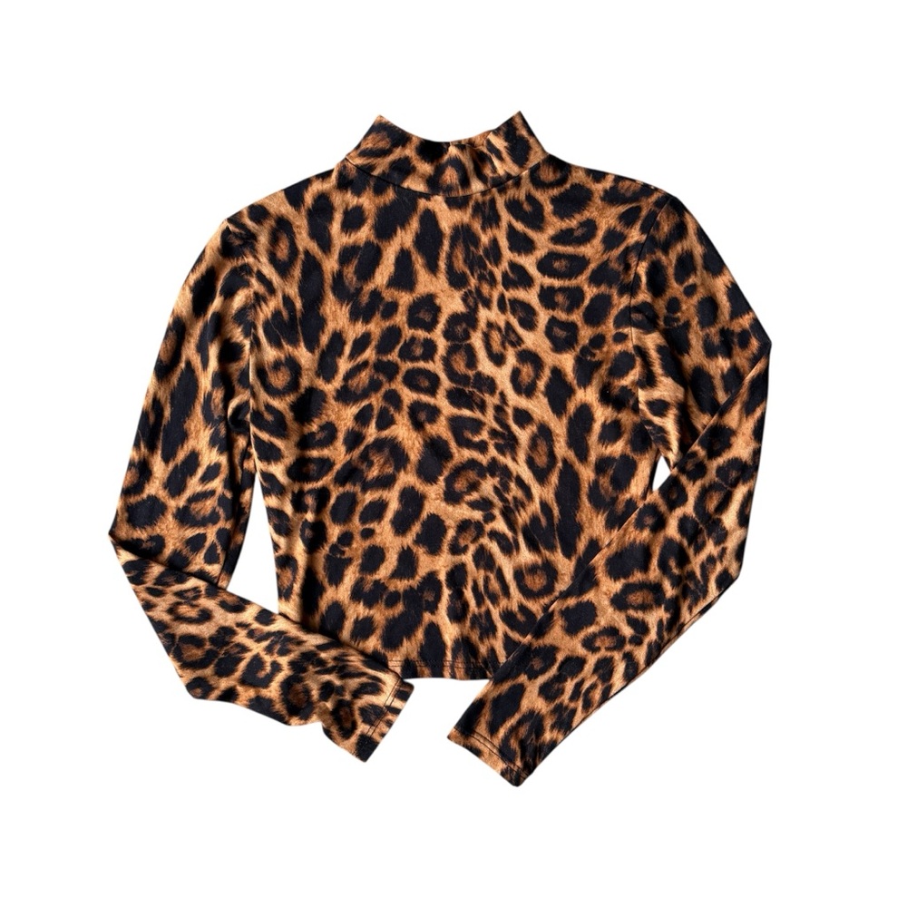 Windsor Leopard Print Long Sleeve Cropped Top Size S Animal Print